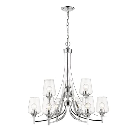 Z-Lite Joliet 9 Light Chandelier, Chrome & Clear 473-9CH